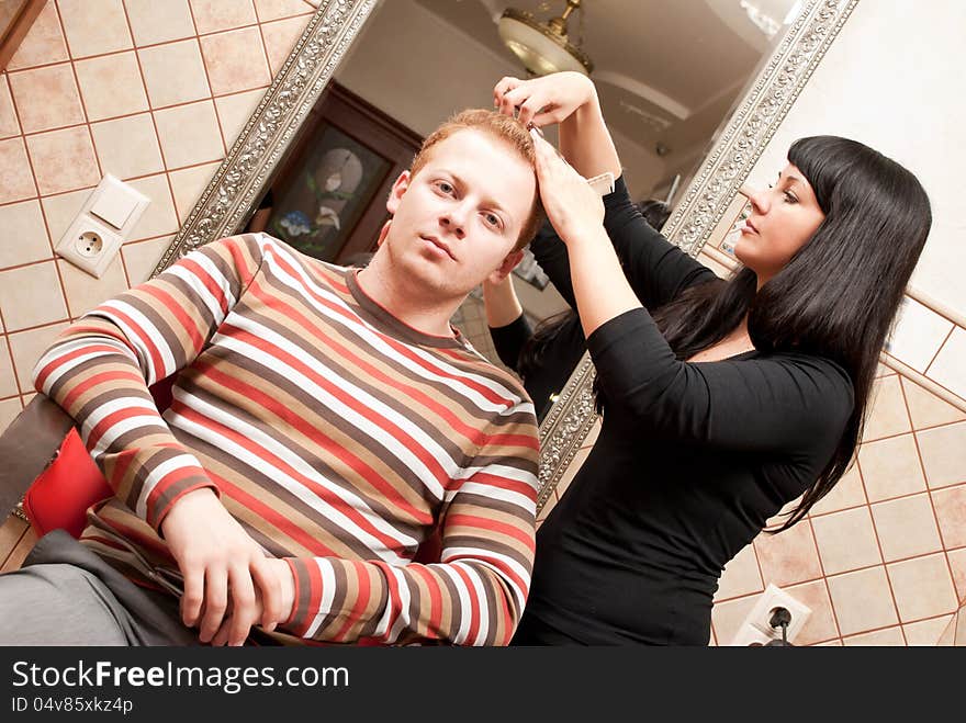 Attractive men in a hairdressing salon. Attractive men in a hairdressing salon