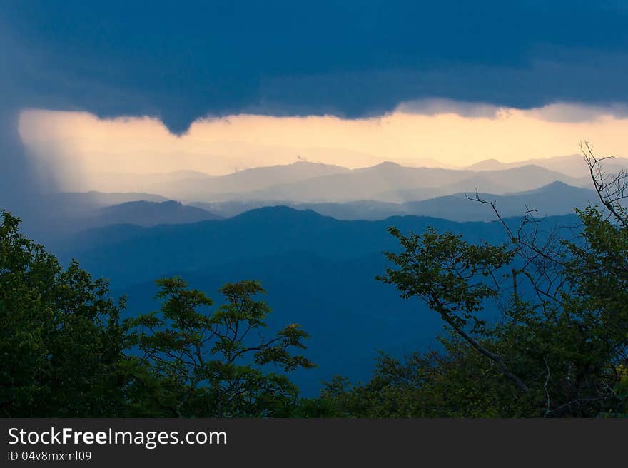 Blue ridge mountain sunset