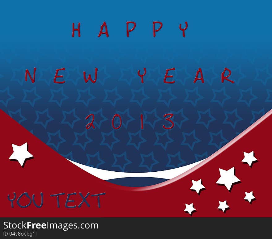 New year wish card contain American patriotic background with stars, in flag color with white star. containing words: Happy New Year 2013. New year wish card contain American patriotic background with stars, in flag color with white star. containing words: Happy New Year 2013.