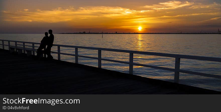 Sunset from a peer at Port Phillip Bay in Melbourne, Australia. Sunset from a peer at Port Phillip Bay in Melbourne, Australia.