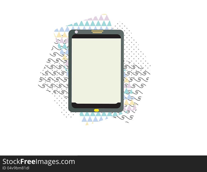 Drawing tablet computer with colored and white background. Drawing tablet computer with colored and white background