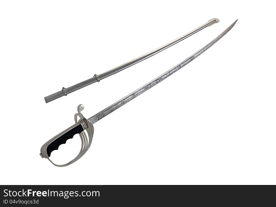 Sabre with metal scabbard