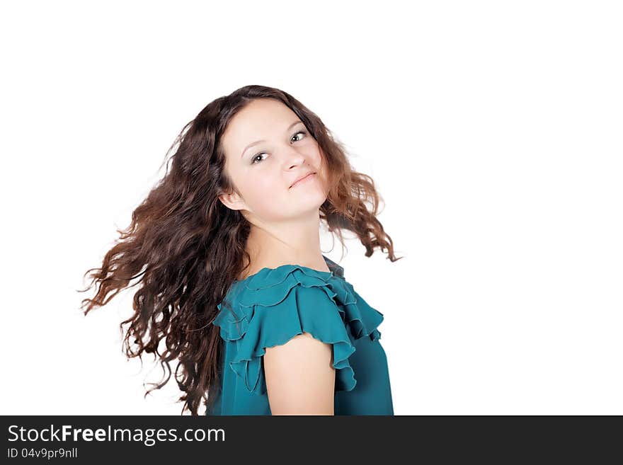 Portrait of a teen girl with curly hair loose