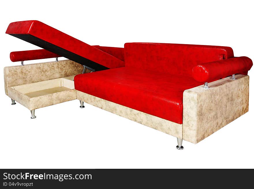 Very nice red sofa isolated on white background