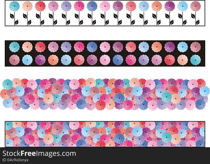 Multi colored abstract floral banners