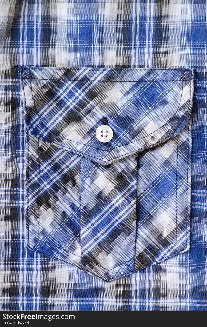 Closeup of Blue Tartan plaid Pocket.