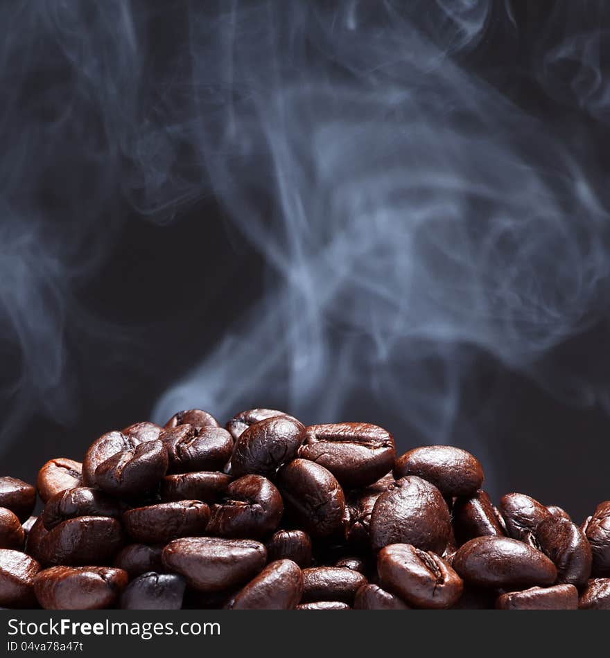 Coffee bean with smoke