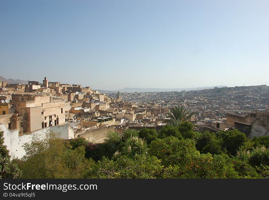 Aerial view of Fez medina, Morocco