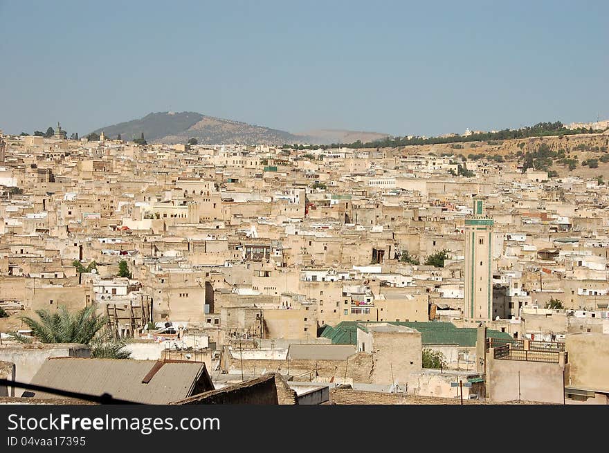 Aerial view of Fez medina, Morocco