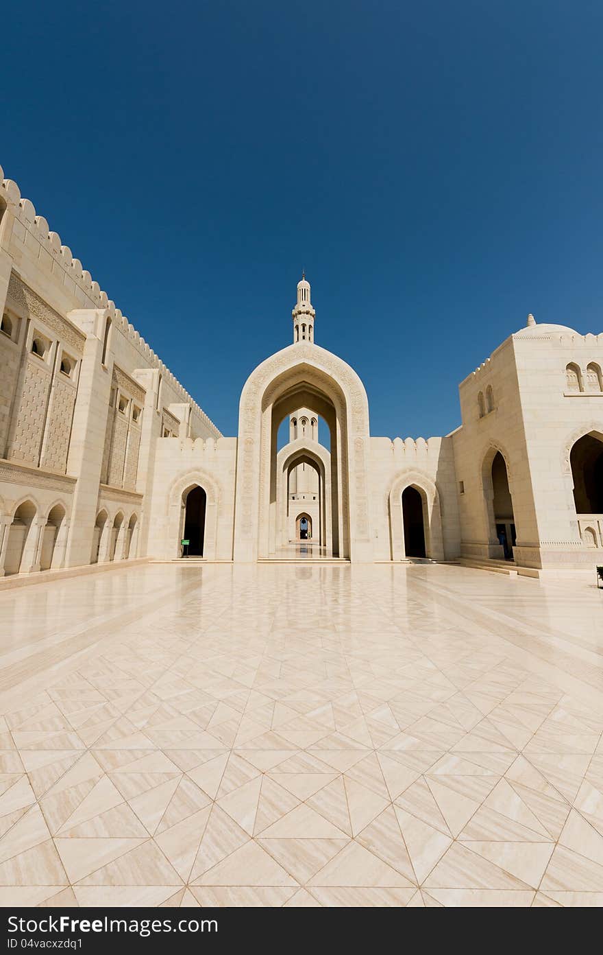 Outside areas at the Sultan Qaboos Grand Mosque in Muscat, Oman. Outside areas at the Sultan Qaboos Grand Mosque in Muscat, Oman.