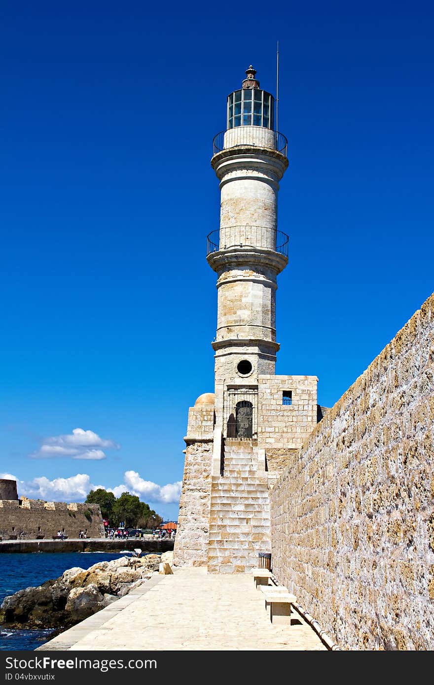 The old light tower in Chania on Crete