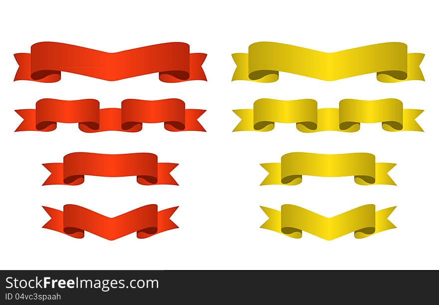 Red and golden banners set. Vector illustration.