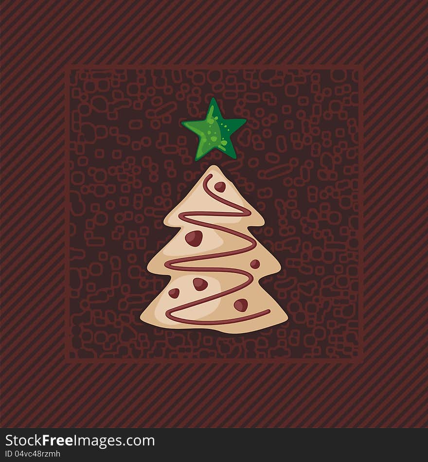 Gingerbread Christmas tree on dark, textured background