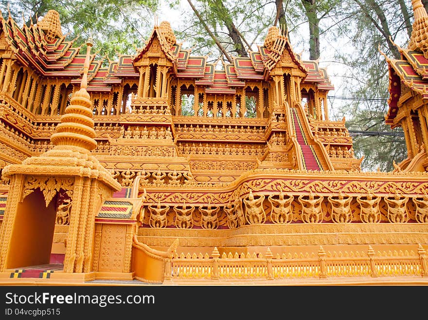 Castles made ​​of wax formation in the Sakon Nakhon Thailand end of Buddhist Lent Festival. Castles made ​​of wax formation in the Sakon Nakhon Thailand end of Buddhist Lent Festival.