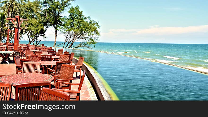 Beautiful patio by the ocean in Vietnam