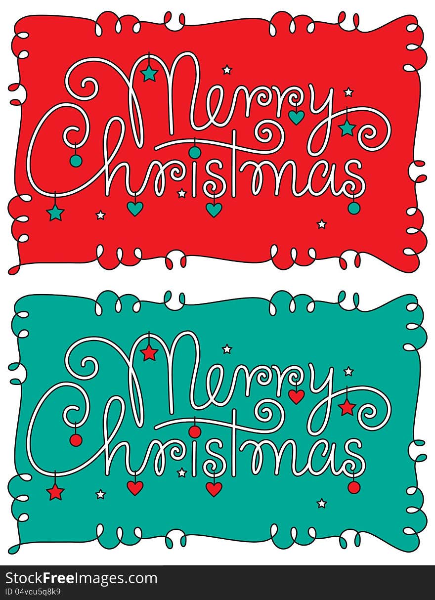 Vector, color editable and scalable merry christmas hand lettering