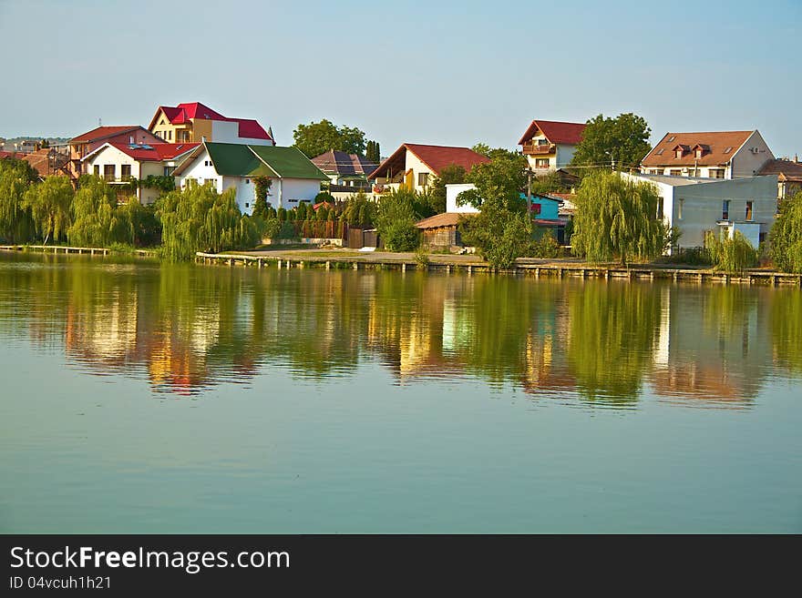 Houses near to a lake in Cluj-Napoca Romania. Houses near to a lake in Cluj-Napoca Romania