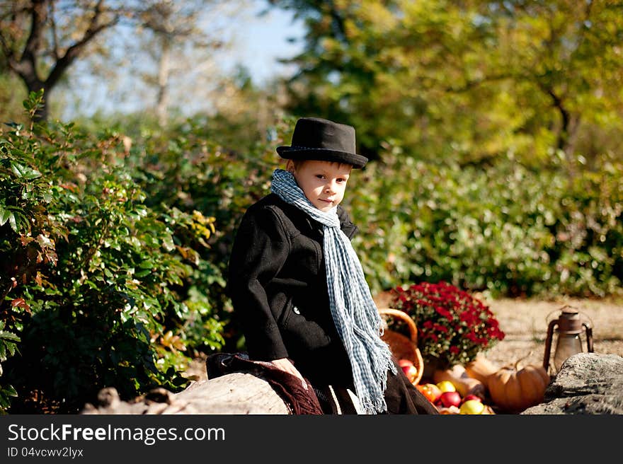 Boy and vegetables