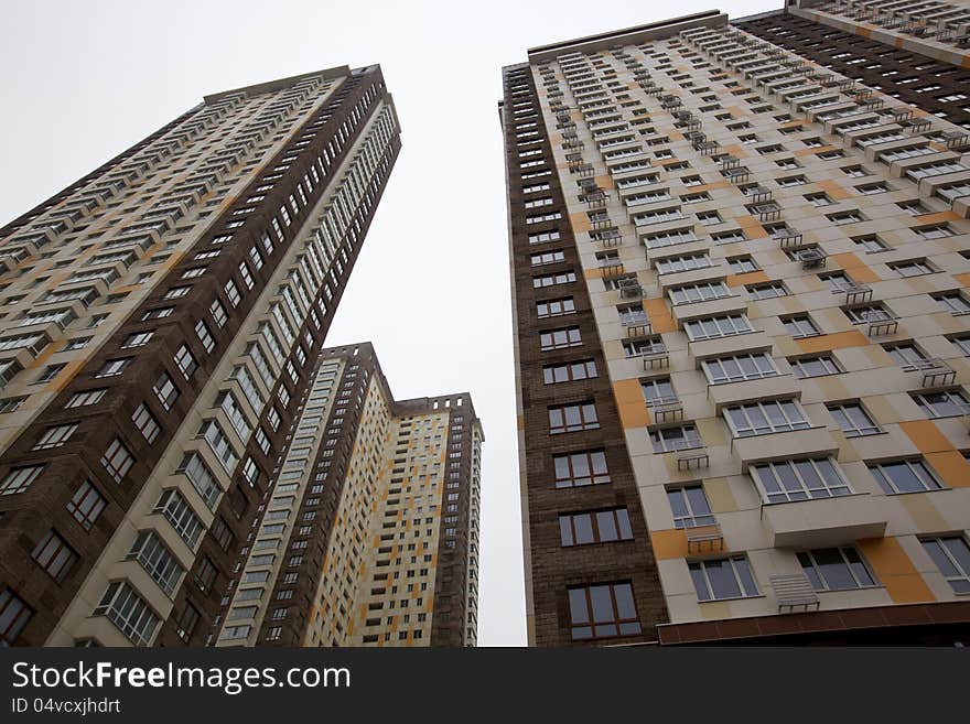 High-rise apartment buildings in the residential area