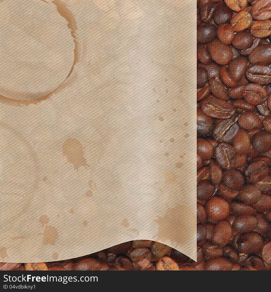 Coffee background, transparent old paper