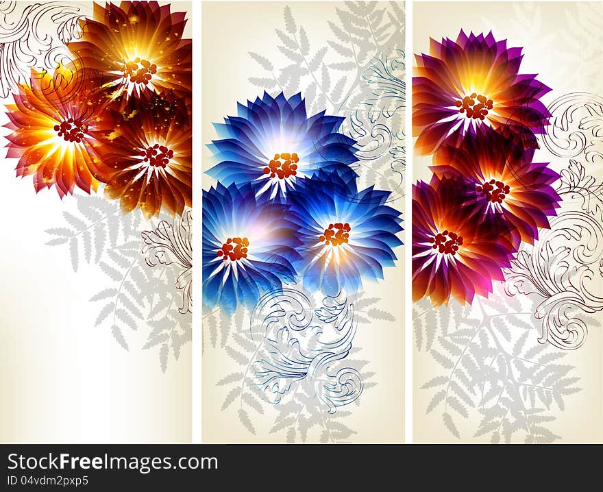 Collection of flower vector backgrounds