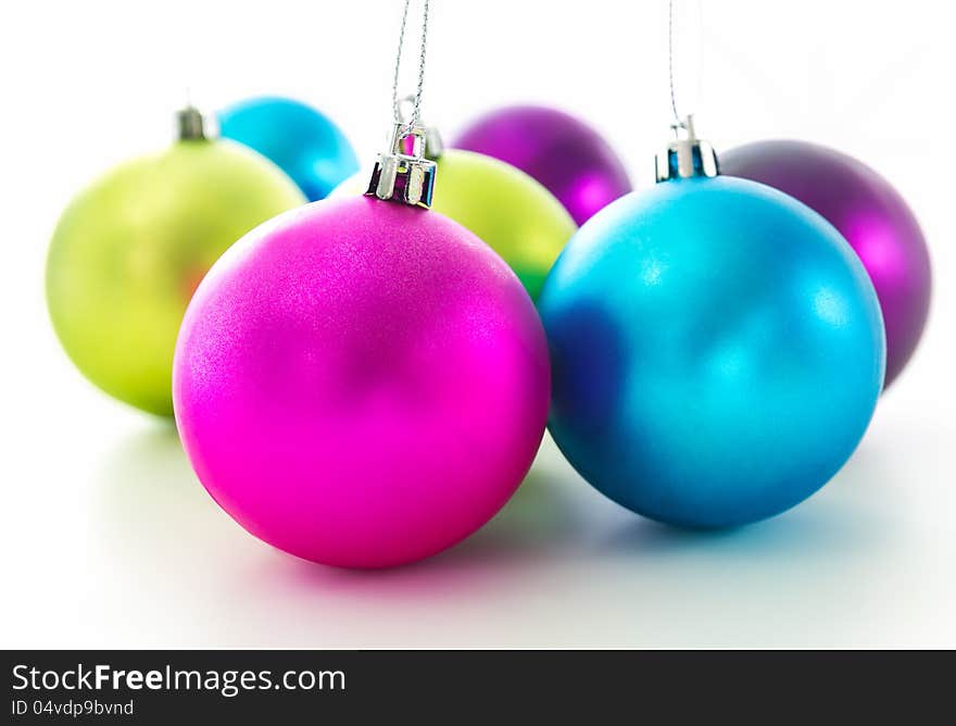 Set of Christmas balls on white background