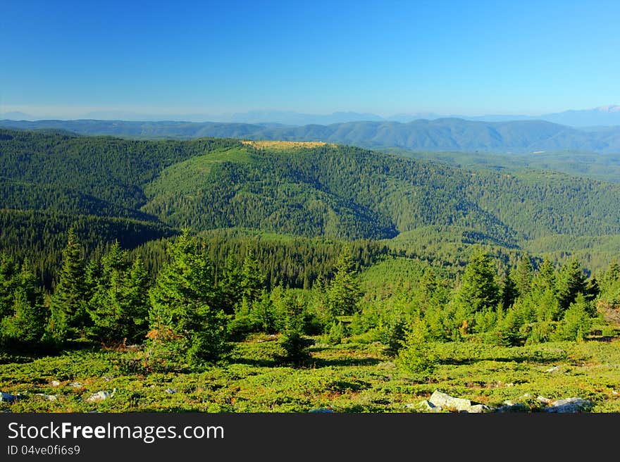 A beautiful mountain landscape from Rodopi mountain in Bulgaria