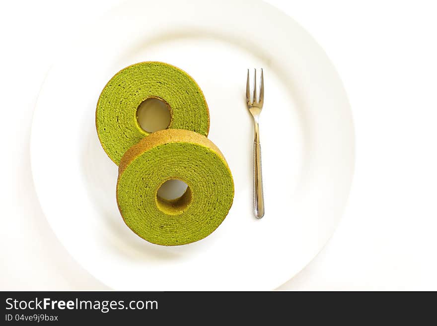 Sponge cake, green tea