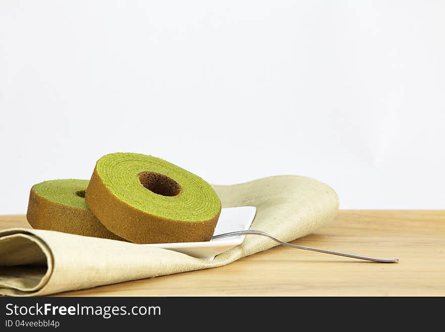 Sponge cake, green tea