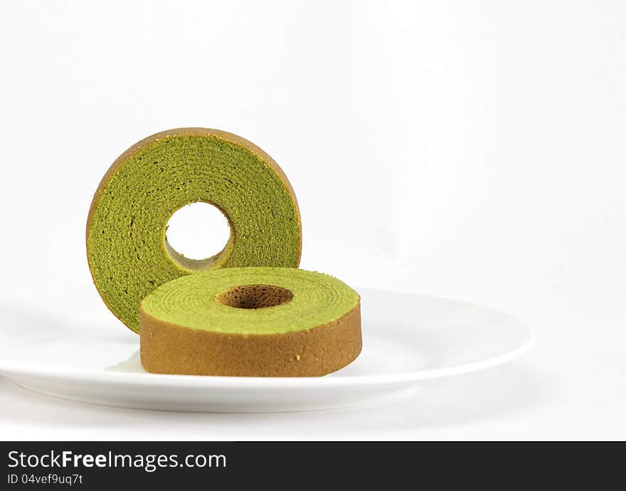 Sponge cake, green tea