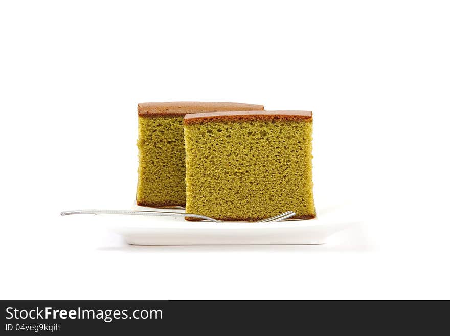 Sponge cake, green tea