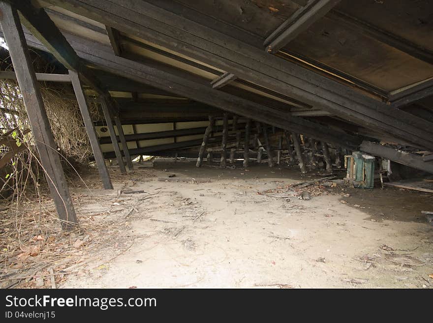 Mess under the fallen roof dwelling. Mess under the fallen roof dwelling