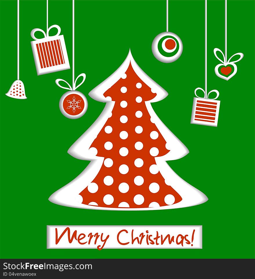 Ornamental paper christmas tree card. Ornamental paper christmas tree card