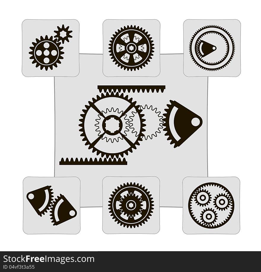 Gear. set of vector designs on a gray background