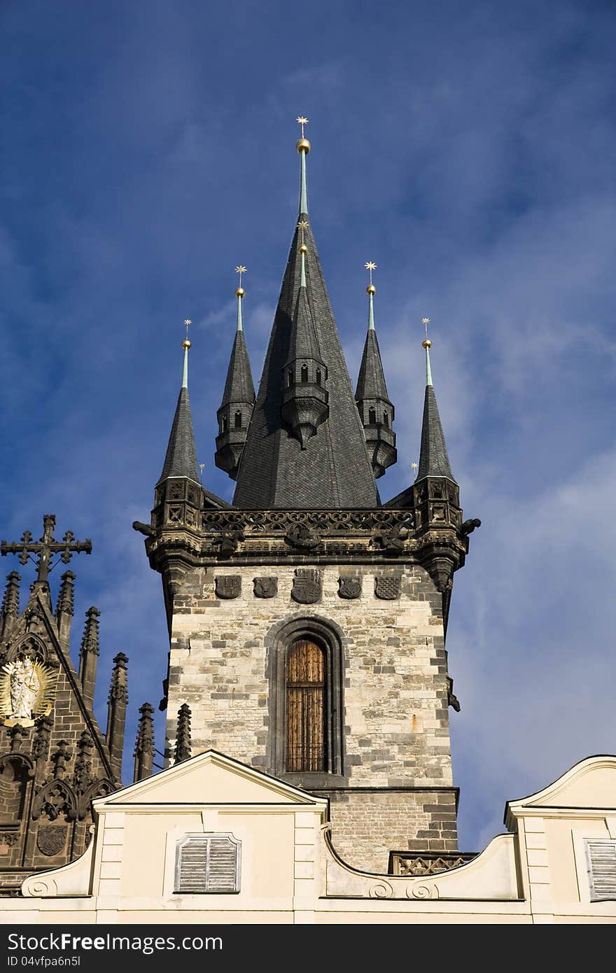 Detail right tower tyn church