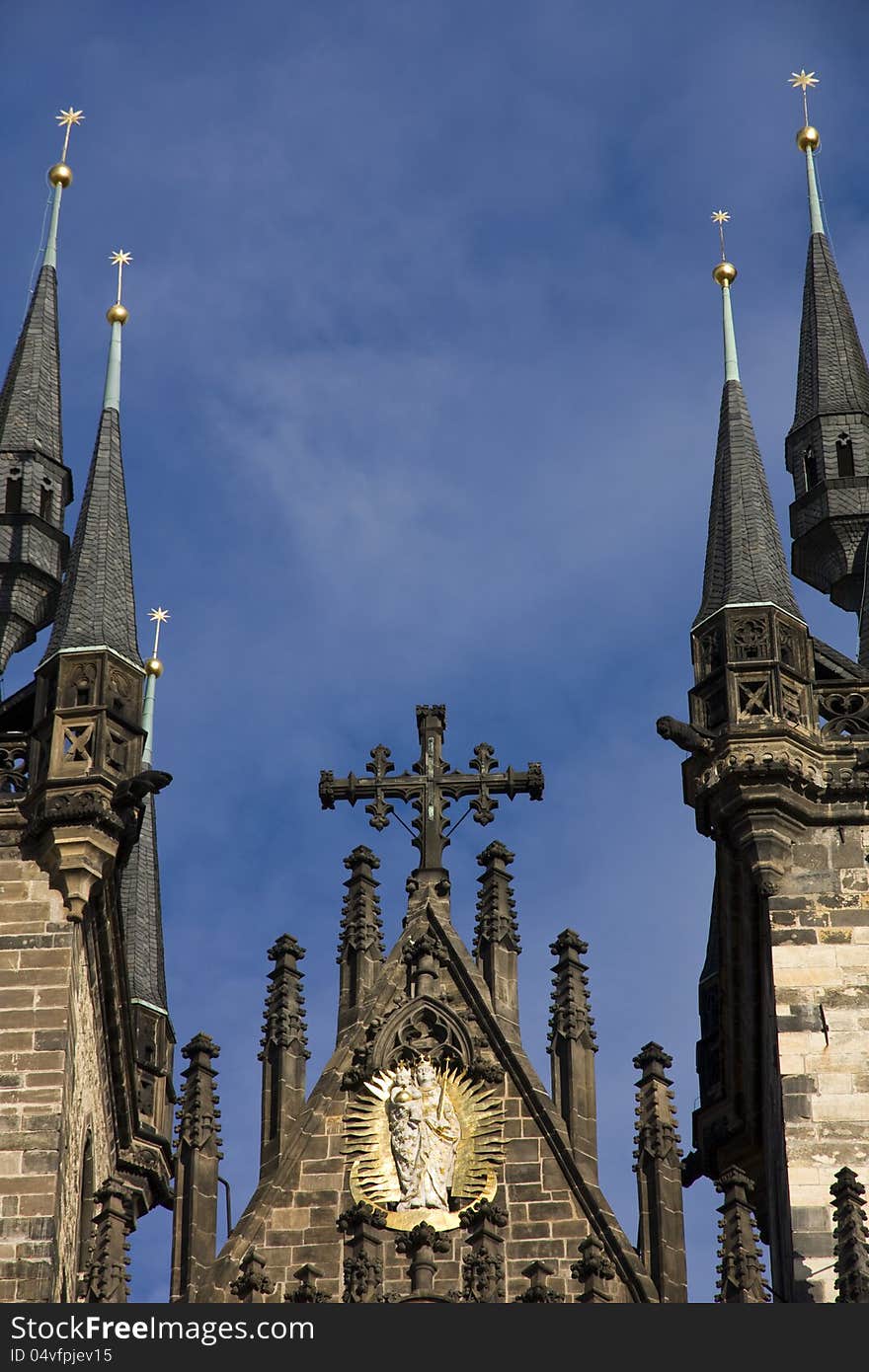 The upper part of the church with the cross. The upper part of the church with the cross