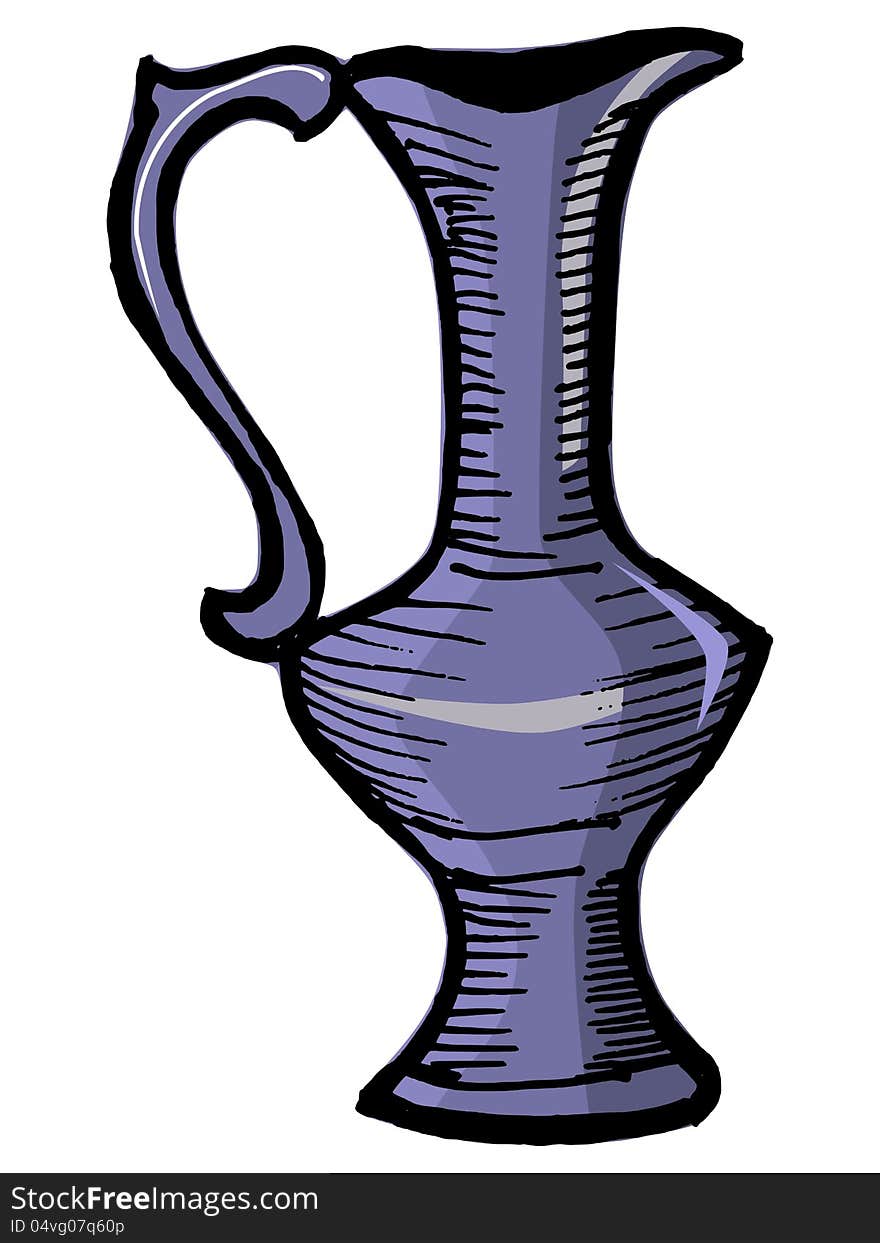 One decorative eastern vase on white background