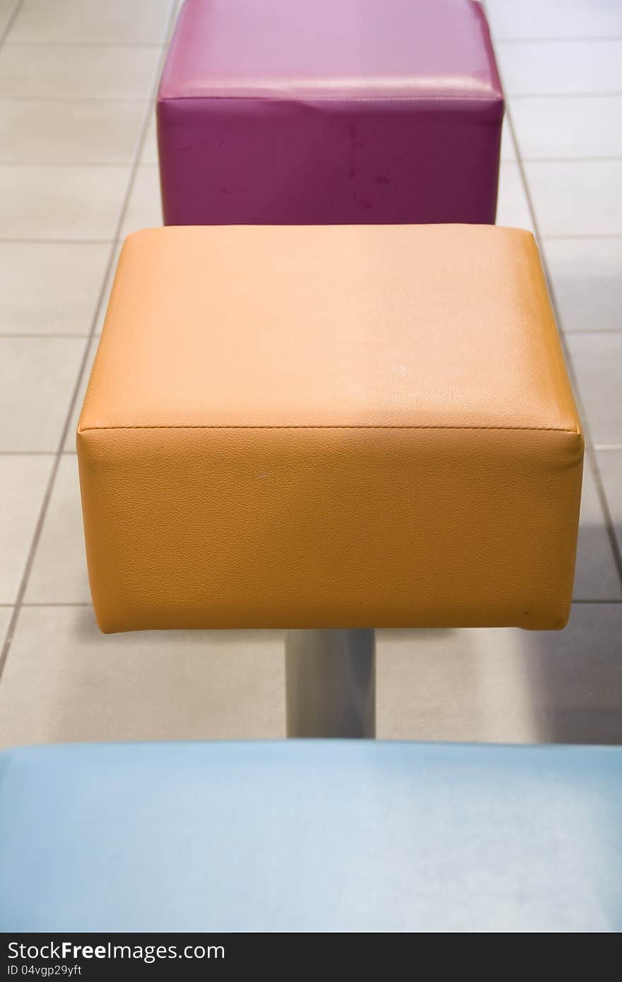 Colorful and unique cube seats in a new restaurant. Colorful and unique cube seats in a new restaurant