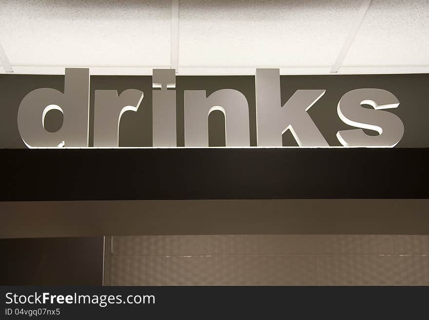 A big cold sign in a fast food restaurant. A big cold sign in a fast food restaurant