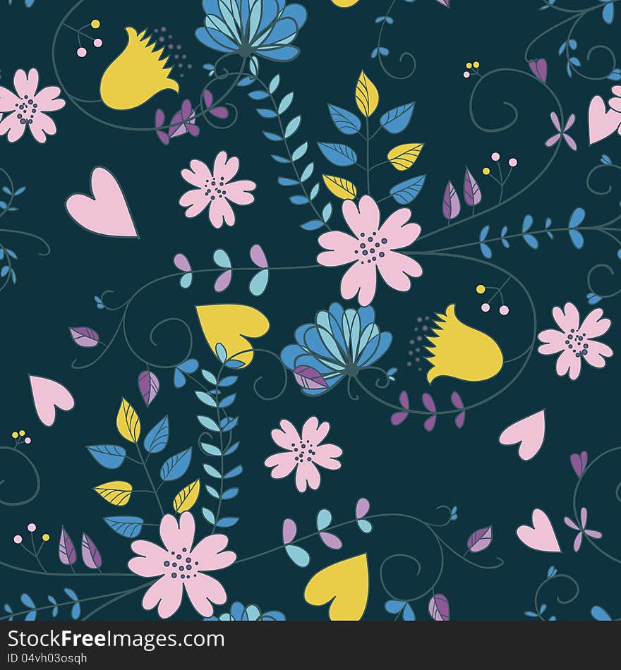 Vector seamless background with flowers. Vector seamless background with flowers