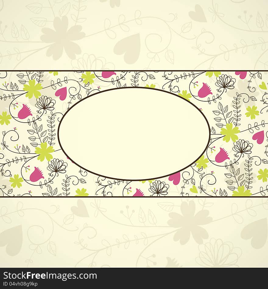 Vector summer background with flowers and leaves. Vector summer background with flowers and leaves