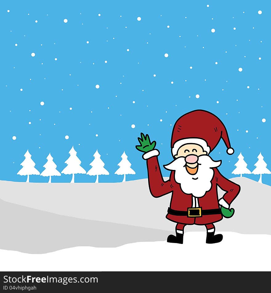 Funny santa claus cartoon hand drawn illustration