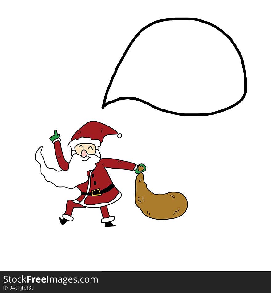 Funny santa claus cartoon hand drawn illustration