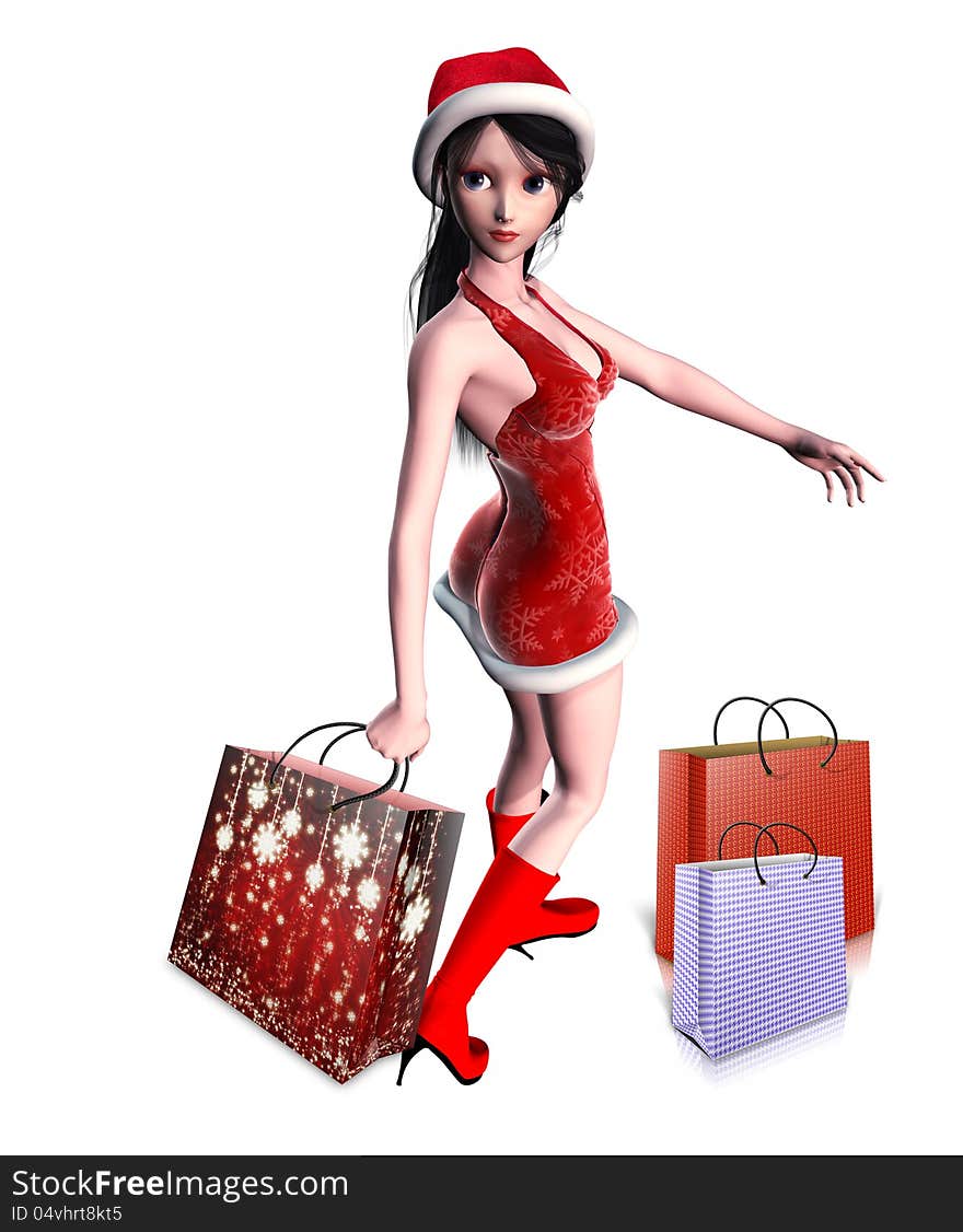 Girl with gift bags