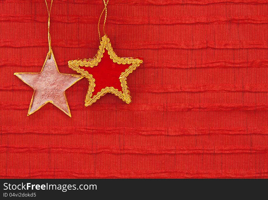 Christmas decorations on a red color background. Christmas decorations on a red color background.