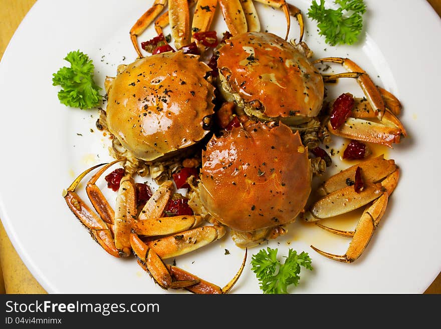 Fresh crab and capsicum fried ripe. Fresh crab and capsicum fried ripe.