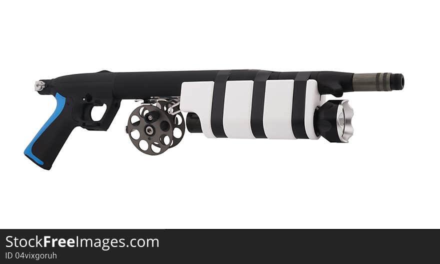 Picture of underwater gun for fishing on a white background. Picture of underwater gun for fishing on a white background