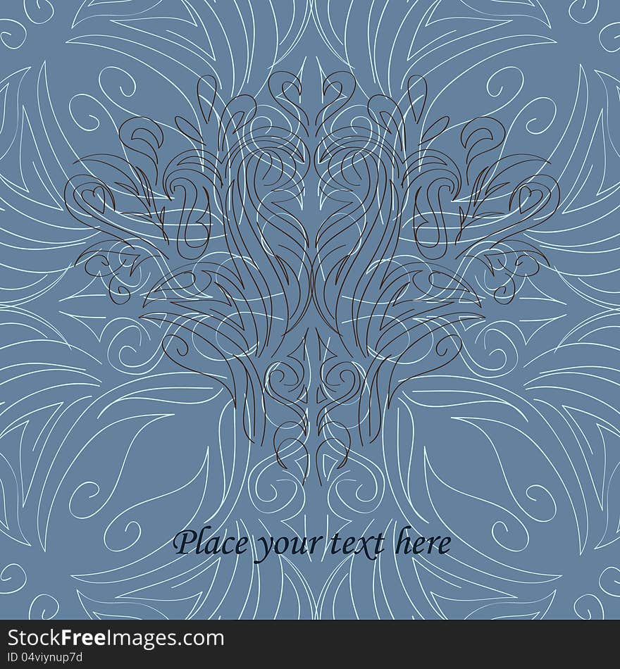 Vector blue background with ornate