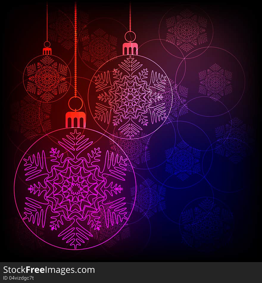 Christmas background. Festive balloons. Vector illustration.