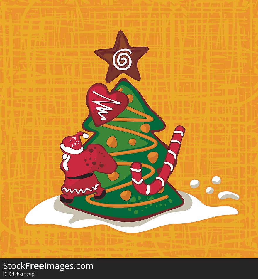Christmas background with seasonal gingerbread figures. Christmas background with seasonal gingerbread figures